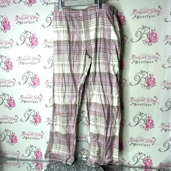 La Vie En Rose pants plaid gingham comfy Pink and Gray Plaid Pants - Picture 1 of 7